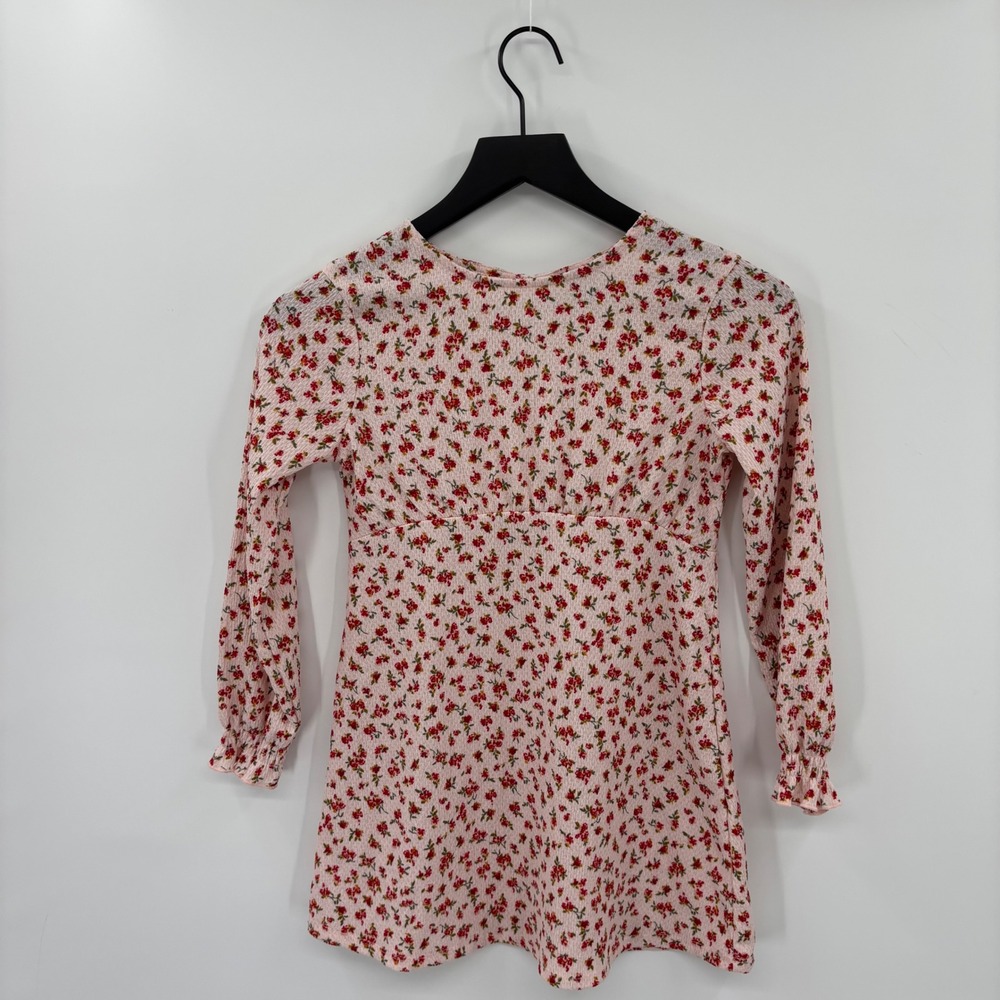 Art‎ Class Floral Dress Kids Small 6/7 Pink Red Long Sleeve Smocked Cottagecore